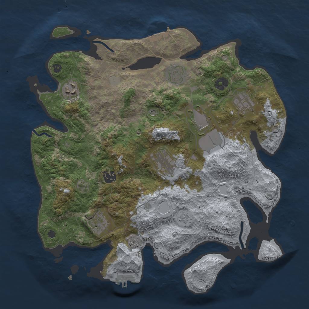 Rust Map: Procedural Map, Size: 3500, Seed: 478924778, 15 Monuments