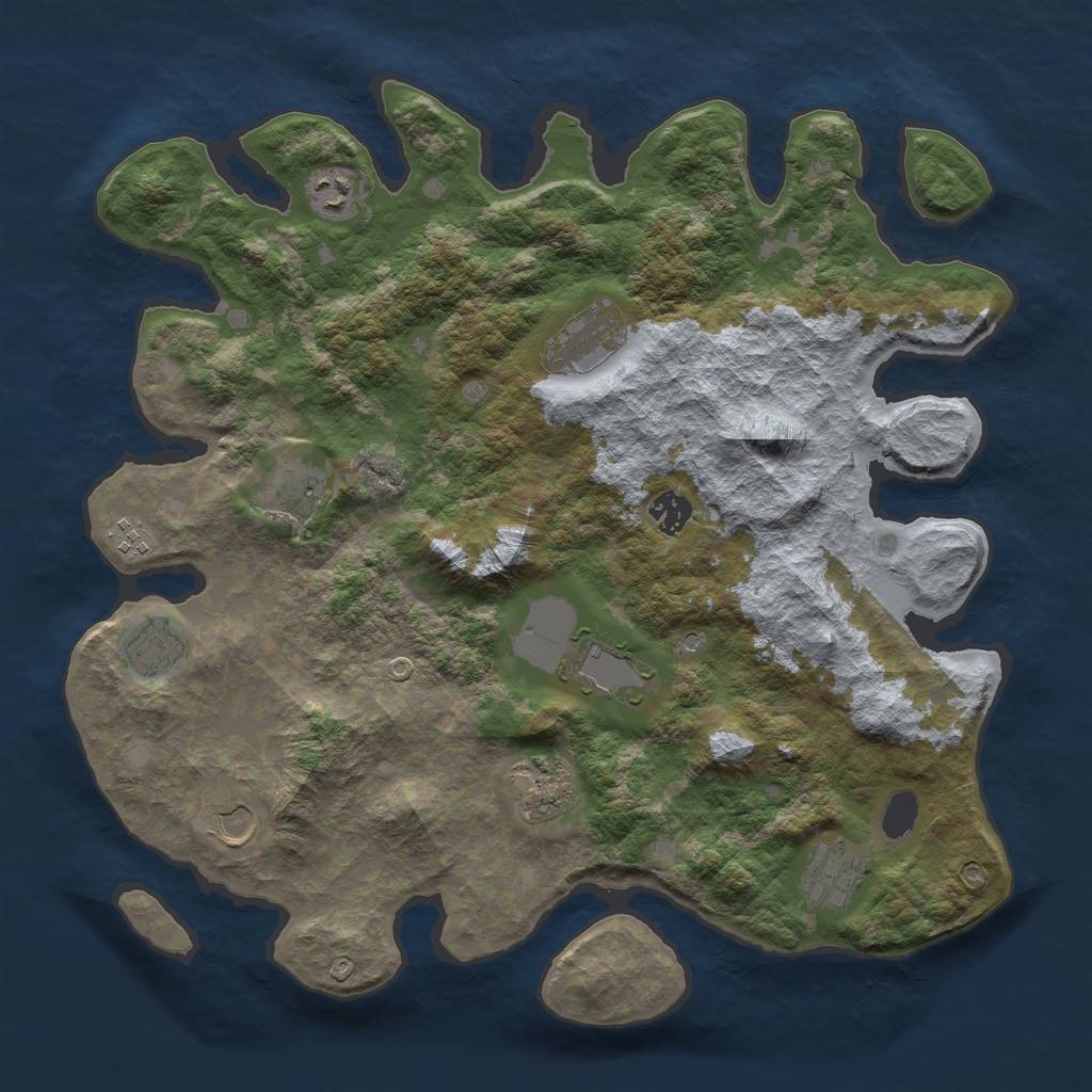 Rust Map: Barren, Size: 4000, Seed: 298493409, 13 Monuments