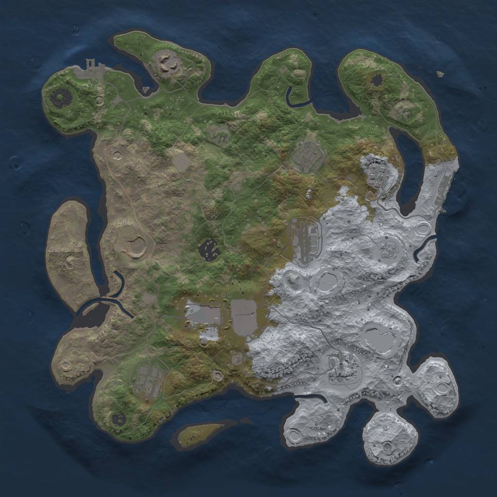 Rust Map: Procedural Map, Size: 3500, Seed: 85007328, 16 Monuments