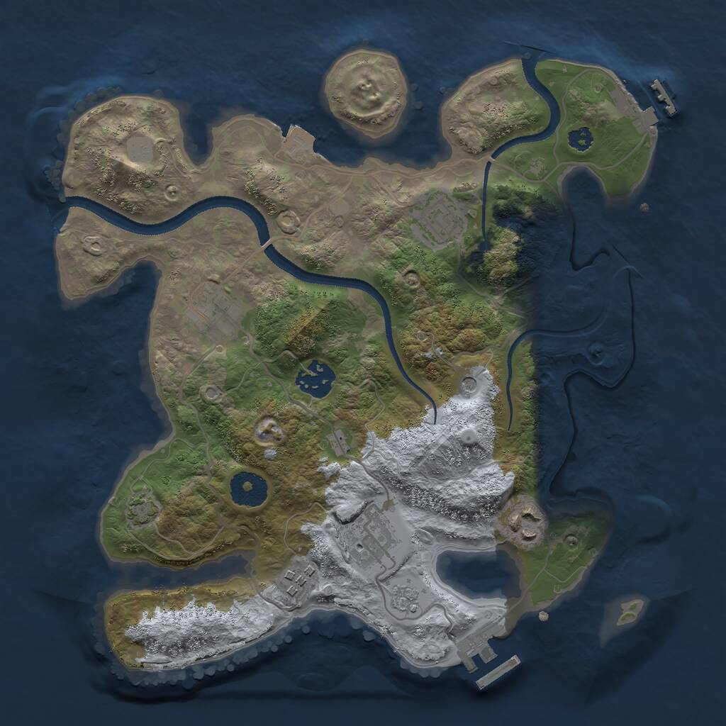 Rust Map: Procedural Map, Size: 3000, Seed: 6648, 12 Monuments