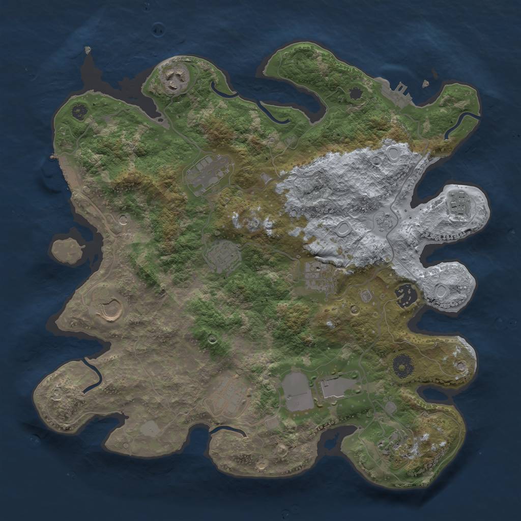 Rust Map: Procedural Map, Size: 3500, Seed: 982901636, 19 Monuments