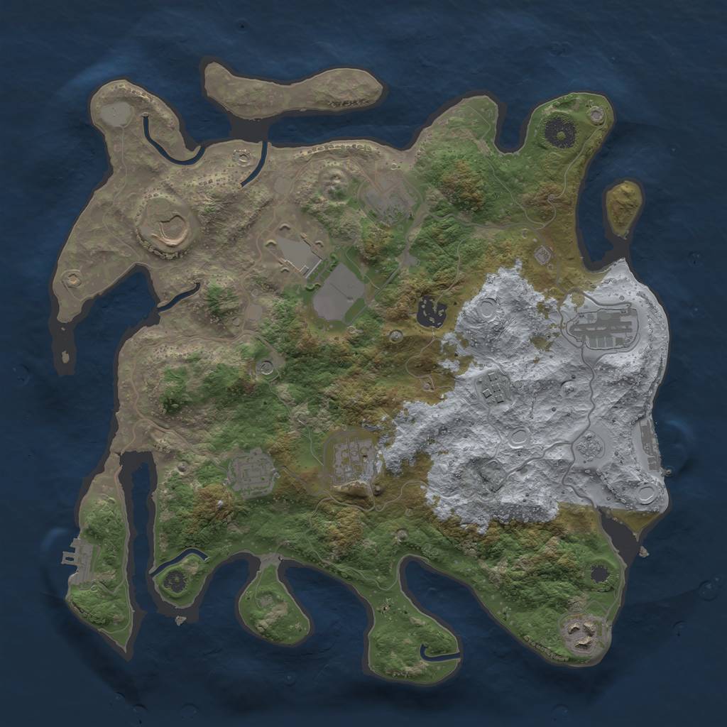 Rust Map: Procedural Map, Size: 3500, Seed: 77572453, 16 Monuments