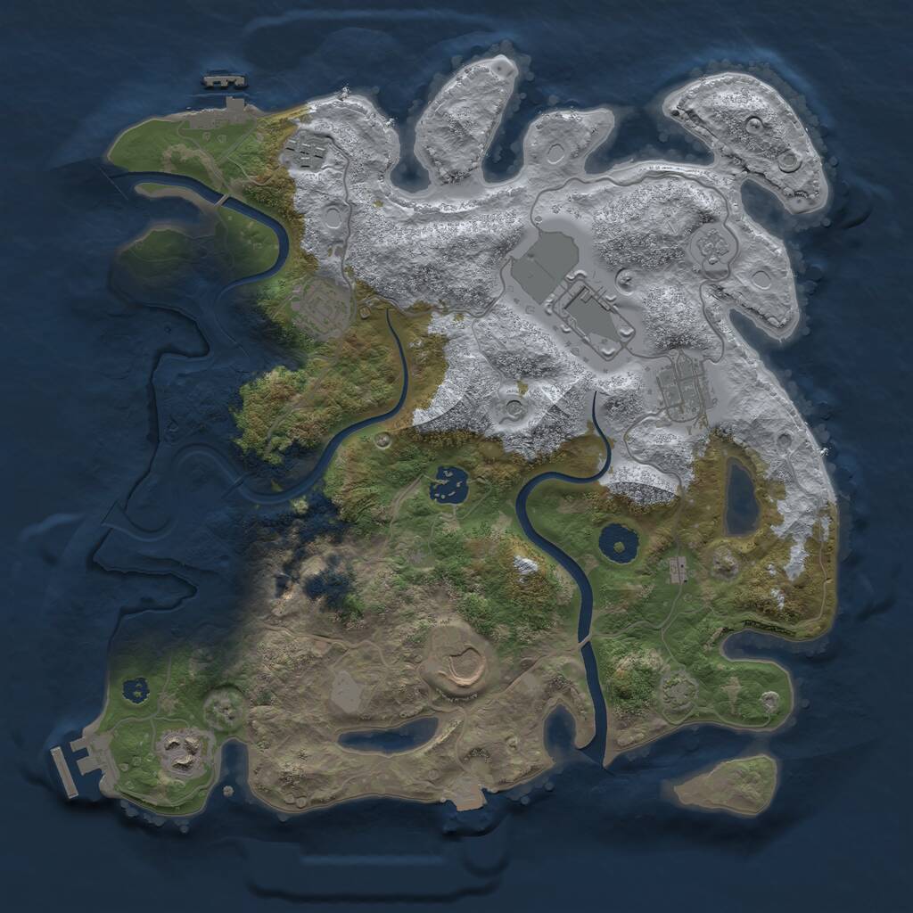 Rust Map: Procedural Map, Size: 3500, Seed: 1186723972, 13 Monuments