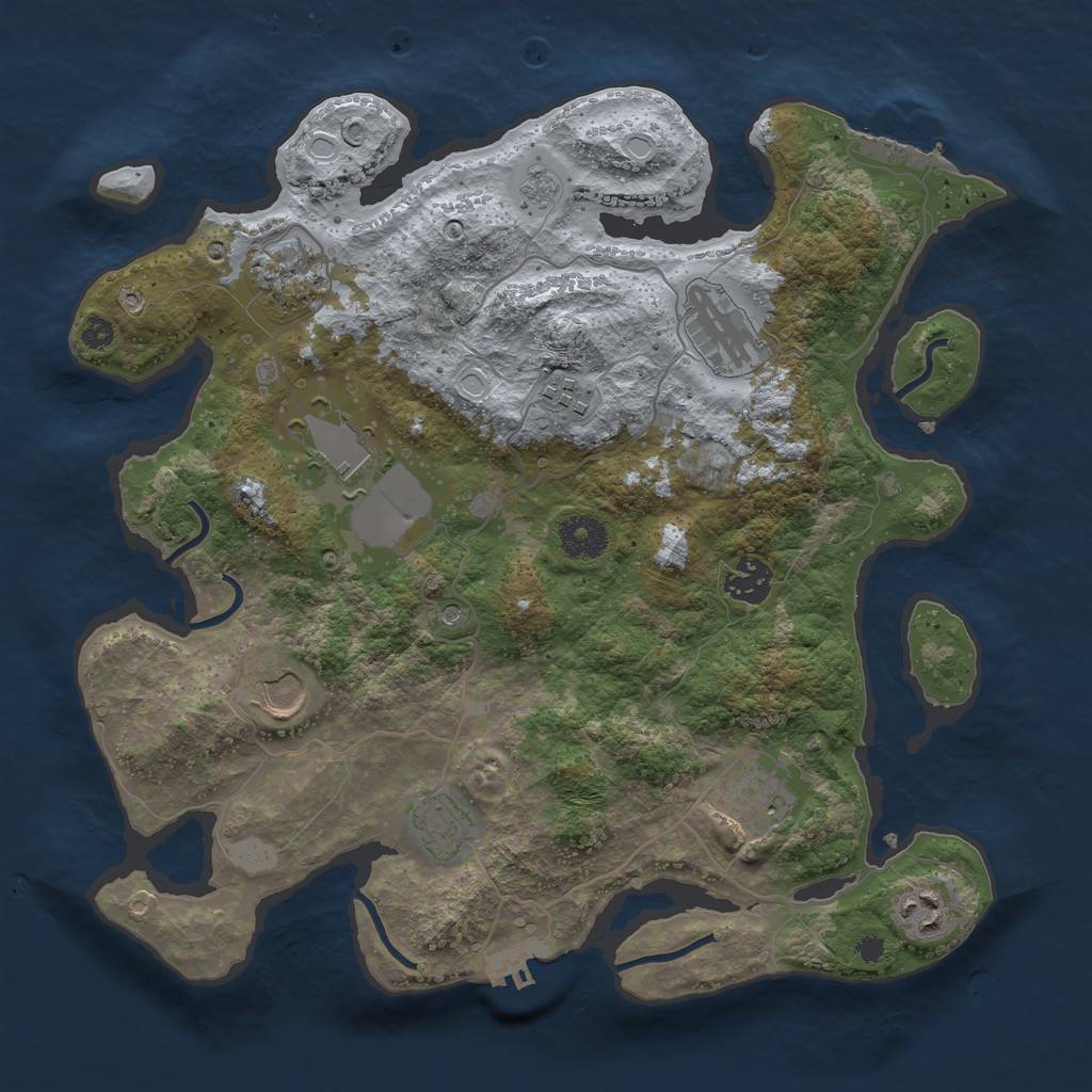 Rust Map: Procedural Map, Size: 3500, Seed: 532180720, 18 Monuments