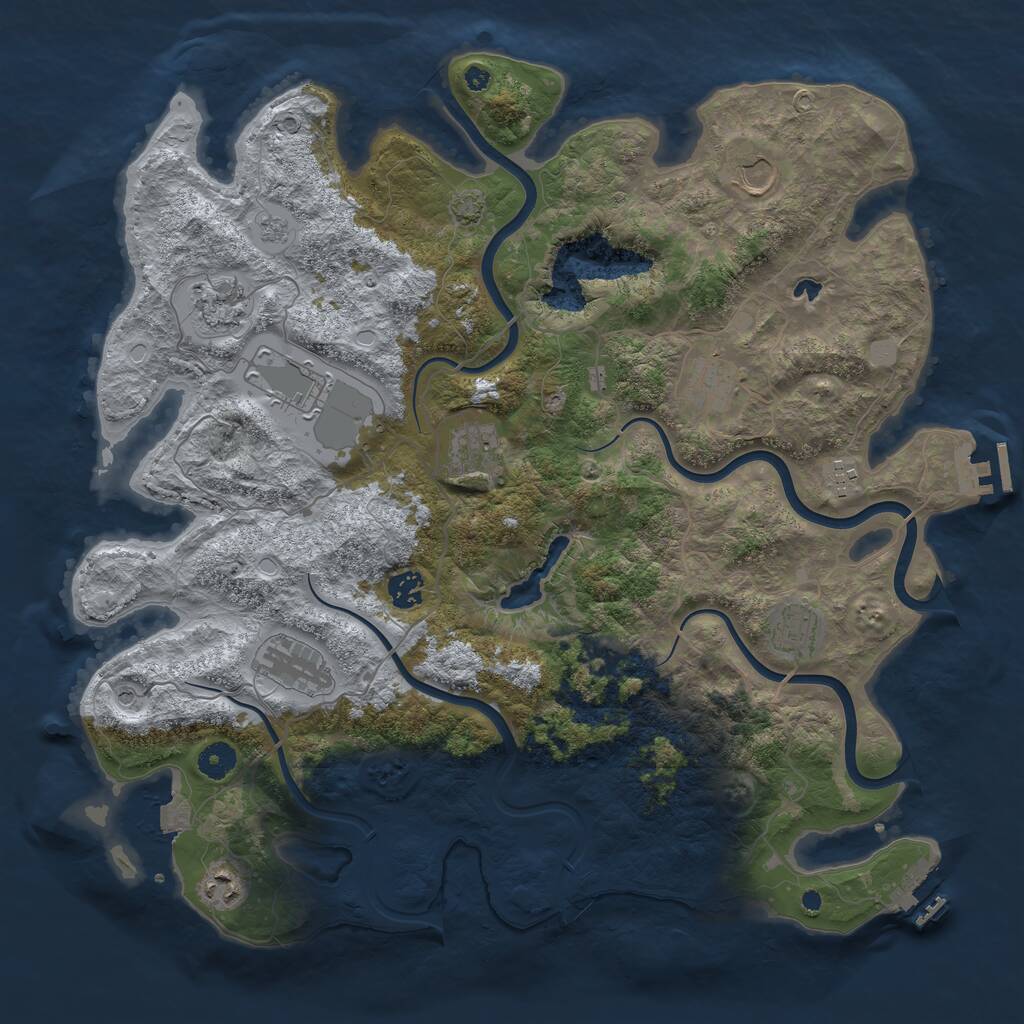 Rust Map: Procedural Map, Size: 4177, Seed: 625116150, 16 Monuments