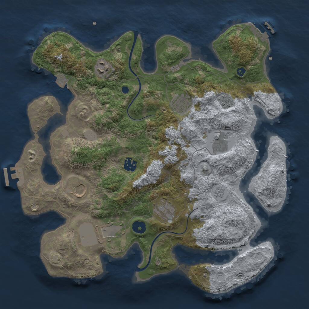 Rust Map: Procedural Map, Size: 3500, Seed: 11778, 14 Monuments