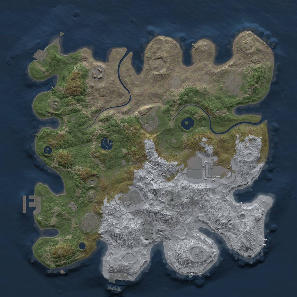 Rust Map: Procedural Map, Size: 3500, Seed: 264506608, 14 Monuments