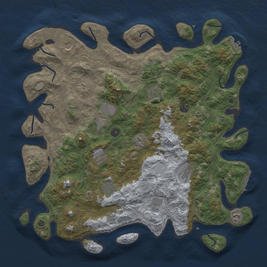 Rust Map: Procedural Map, Size: 4500, Seed: 1590259463, 20 Monuments