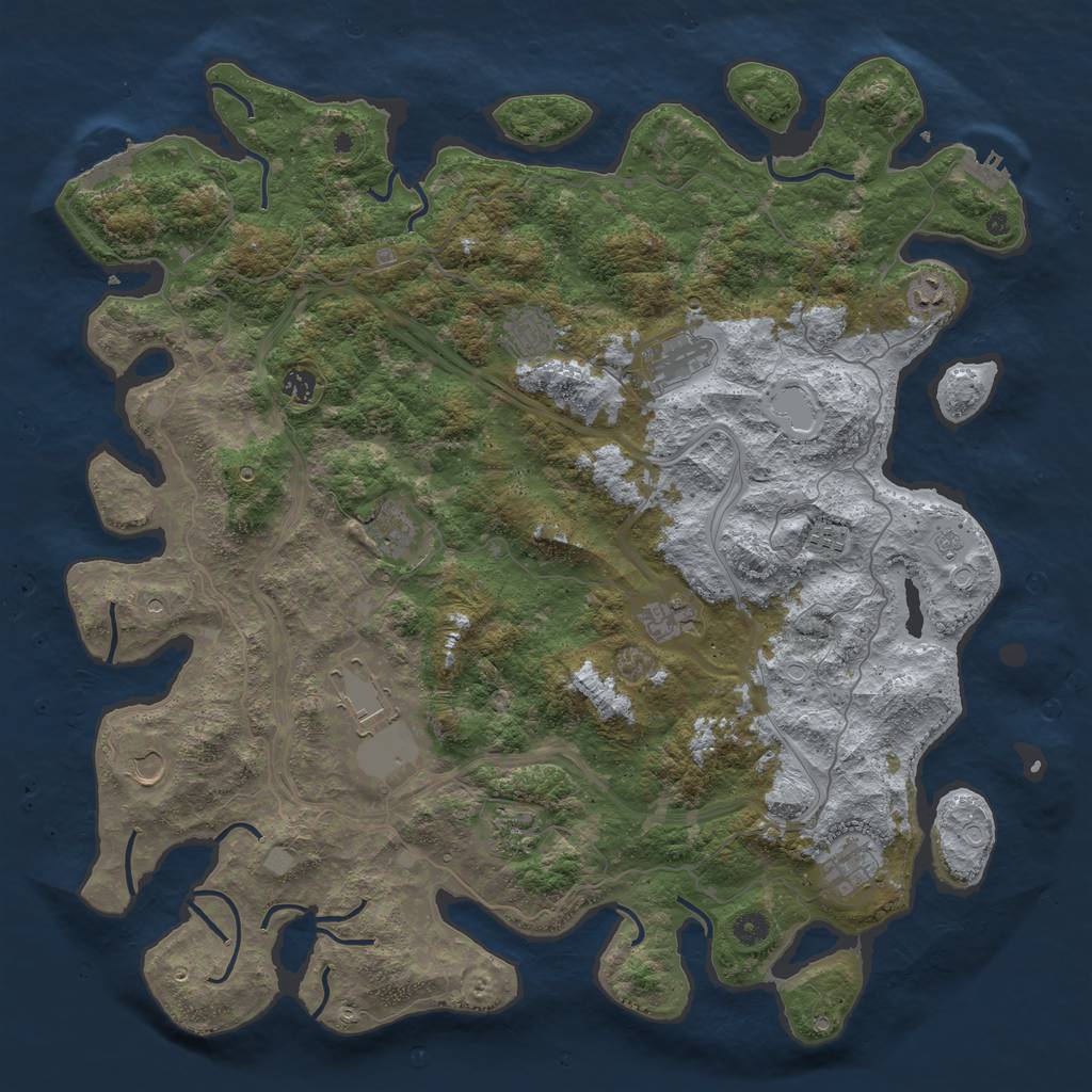 Rust Map: Procedural Map, Size: 4777, Seed: 100000, 20 Monuments