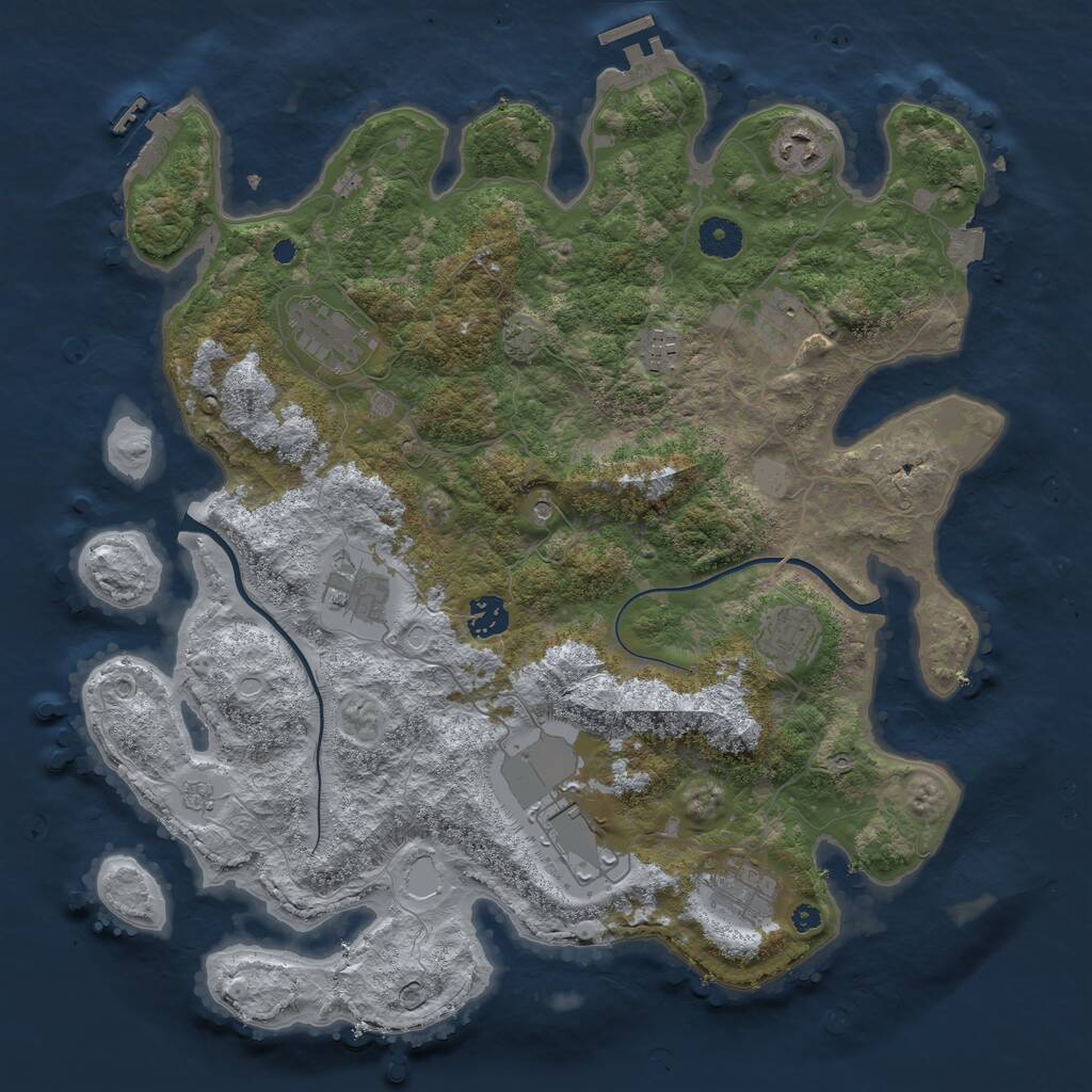 Rust Map: Procedural Map, Size: 3850, Seed: 41189576, 15 Monuments