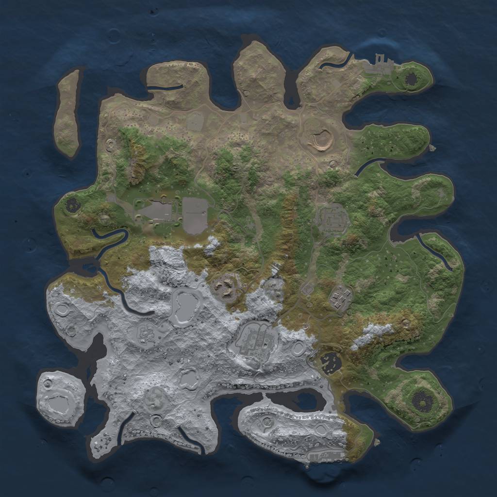 Rust Map: Procedural Map, Size: 3500, Seed: 584843352, 16 Monuments