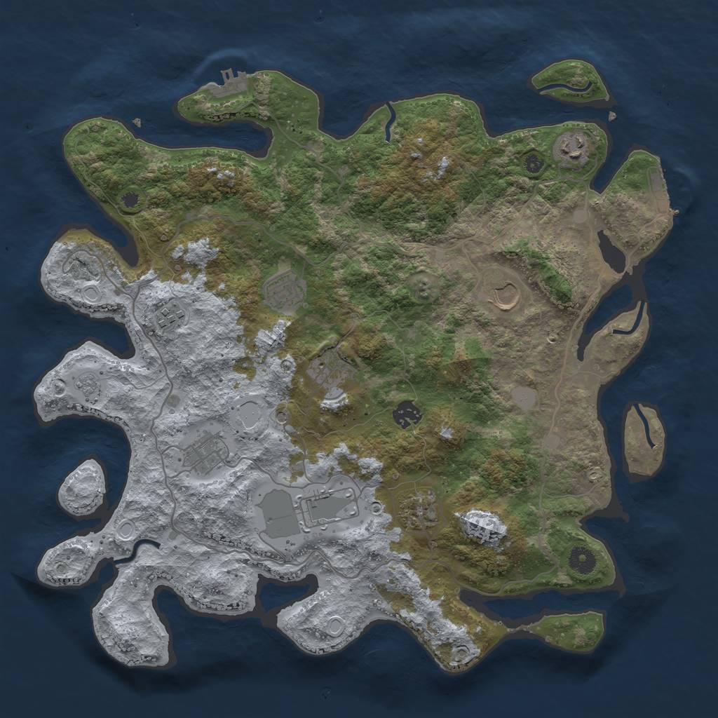 Rust Map: Procedural Map, Size: 4000, Seed: 528098477, 16 Monuments