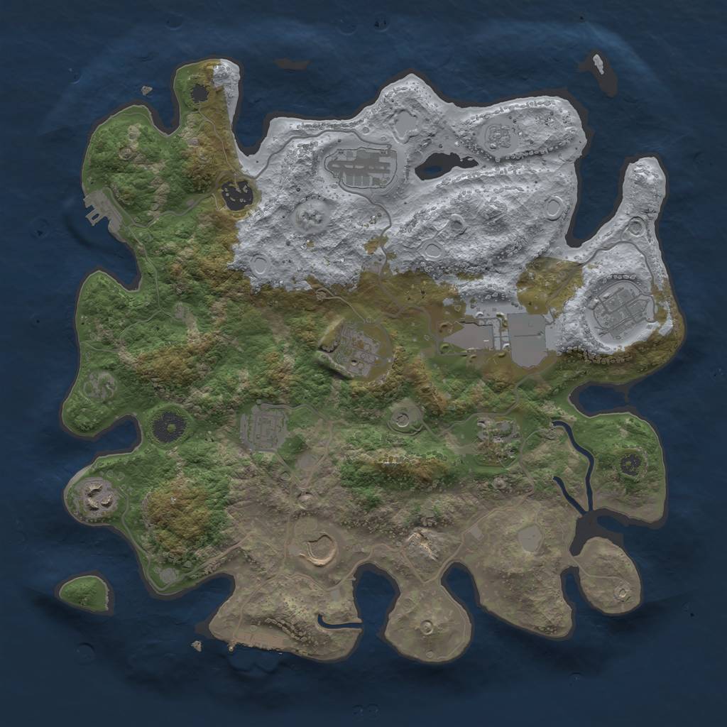 Rust Map: Procedural Map, Size: 3500, Seed: 1952801144, 16 Monuments