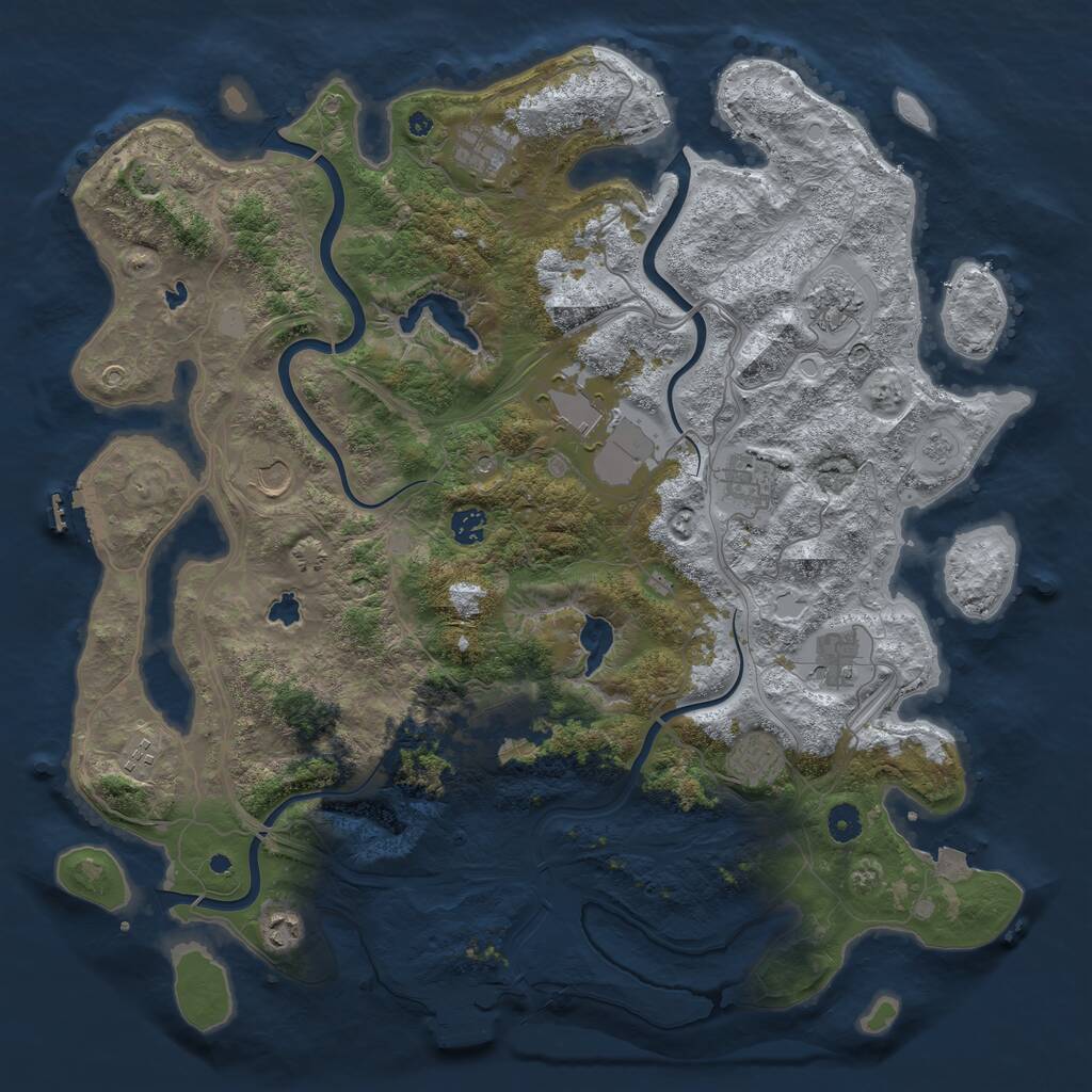 Rust Map: Procedural Map, Size: 4500, Seed: 692490002, 17 Monuments