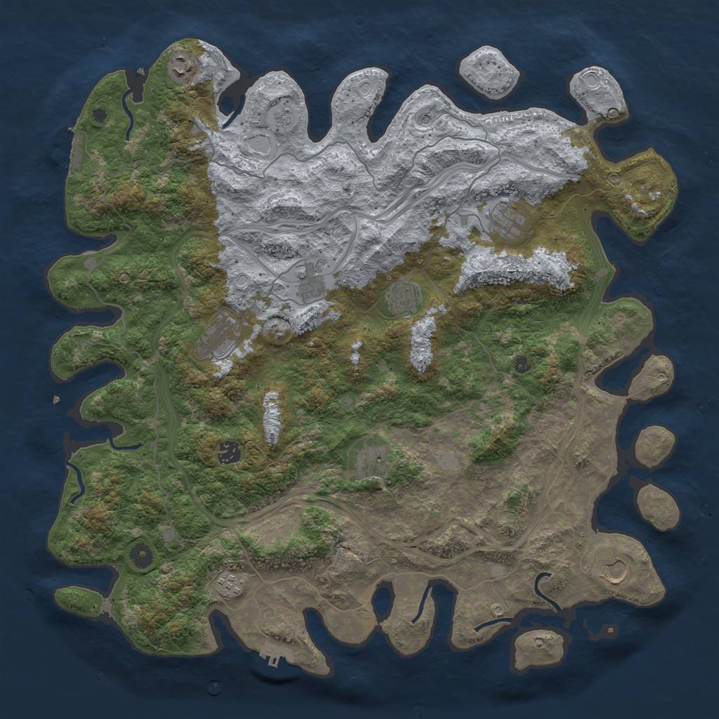 Rust Map: Procedural Map, Size: 4555, Seed: 910000, 18 Monuments