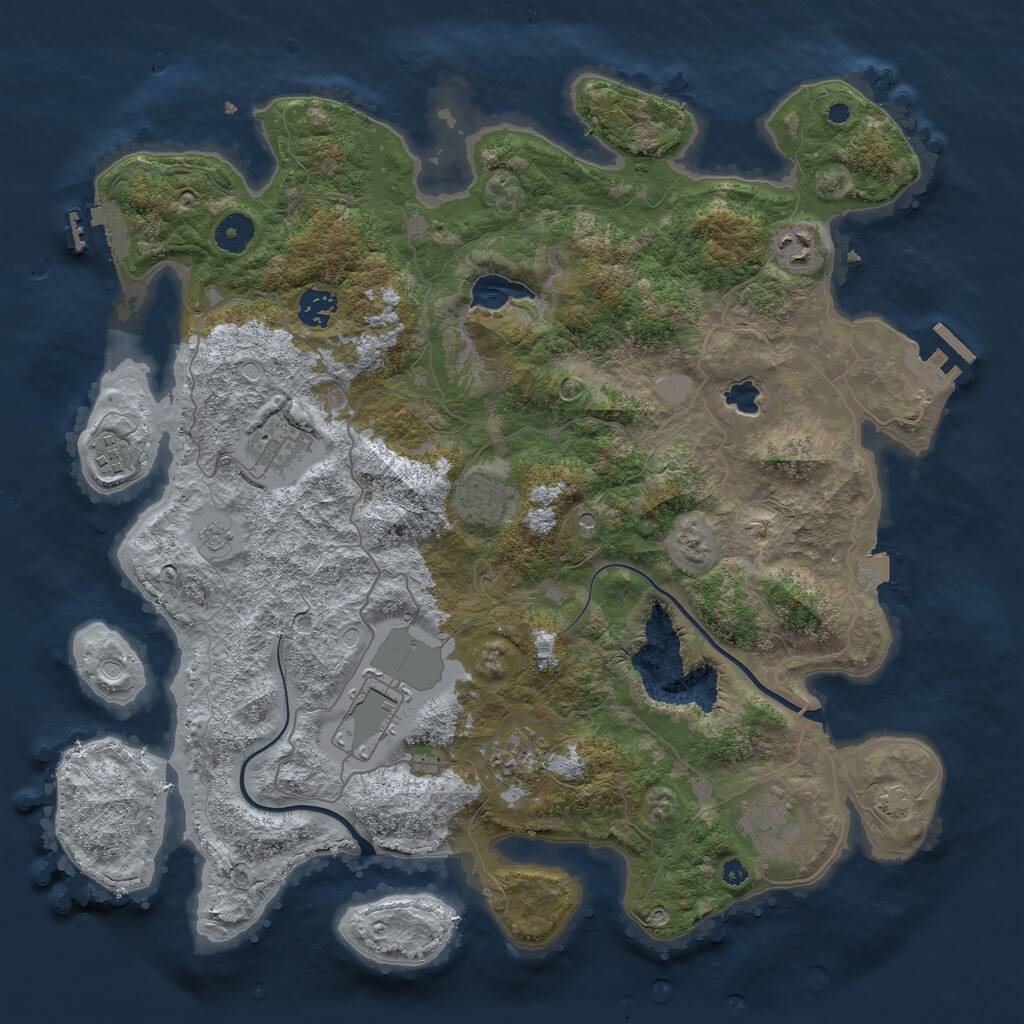 Rust Map: Procedural Map, Size: 4000, Seed: 773632076, 14 Monuments