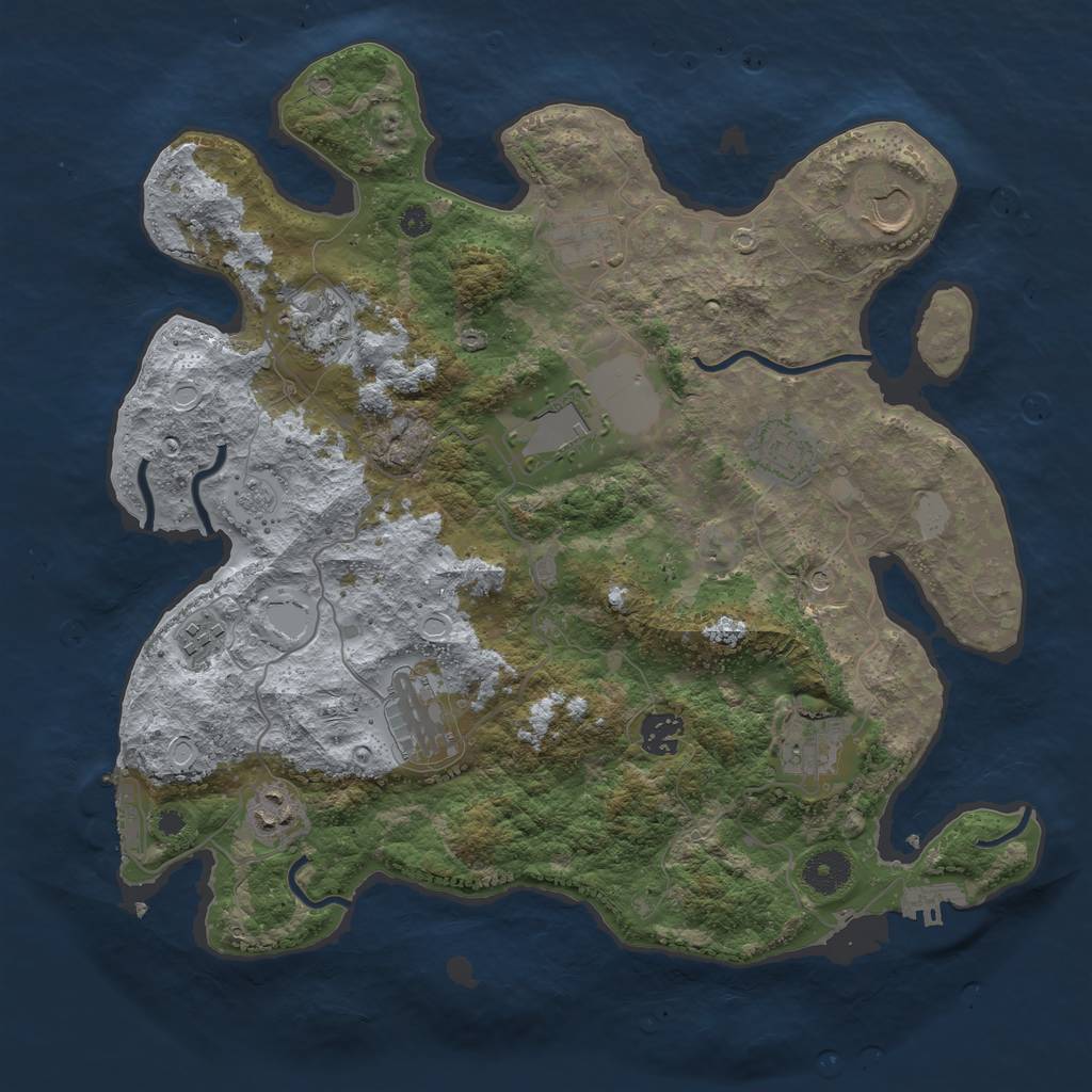 Rust Map: Procedural Map, Size: 3700, Seed: 708781168, 17 Monuments