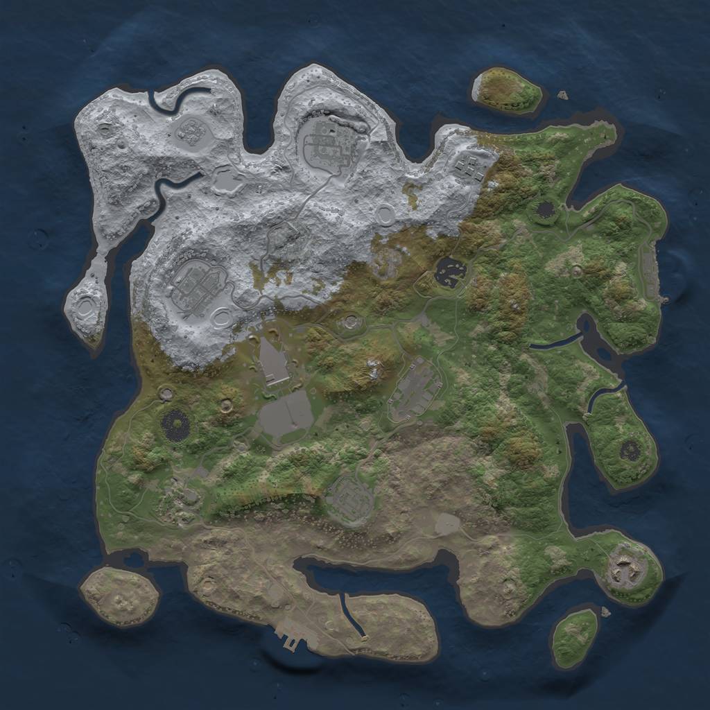 Rust Map: Procedural Map, Size: 3500, Seed: 1395671612, 18 Monuments