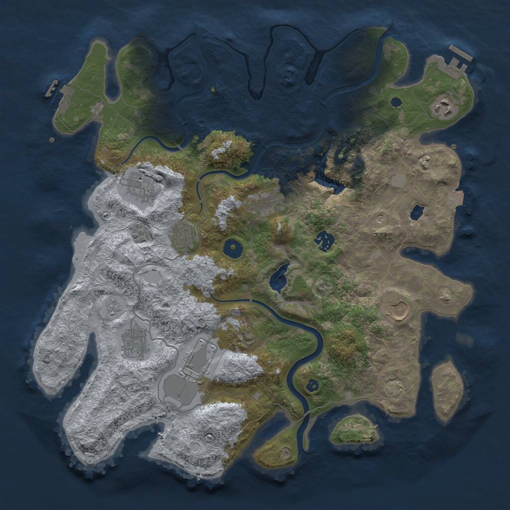 Rust Map: Procedural Map, Size: 4000, Seed: 32523616, 16 Monuments