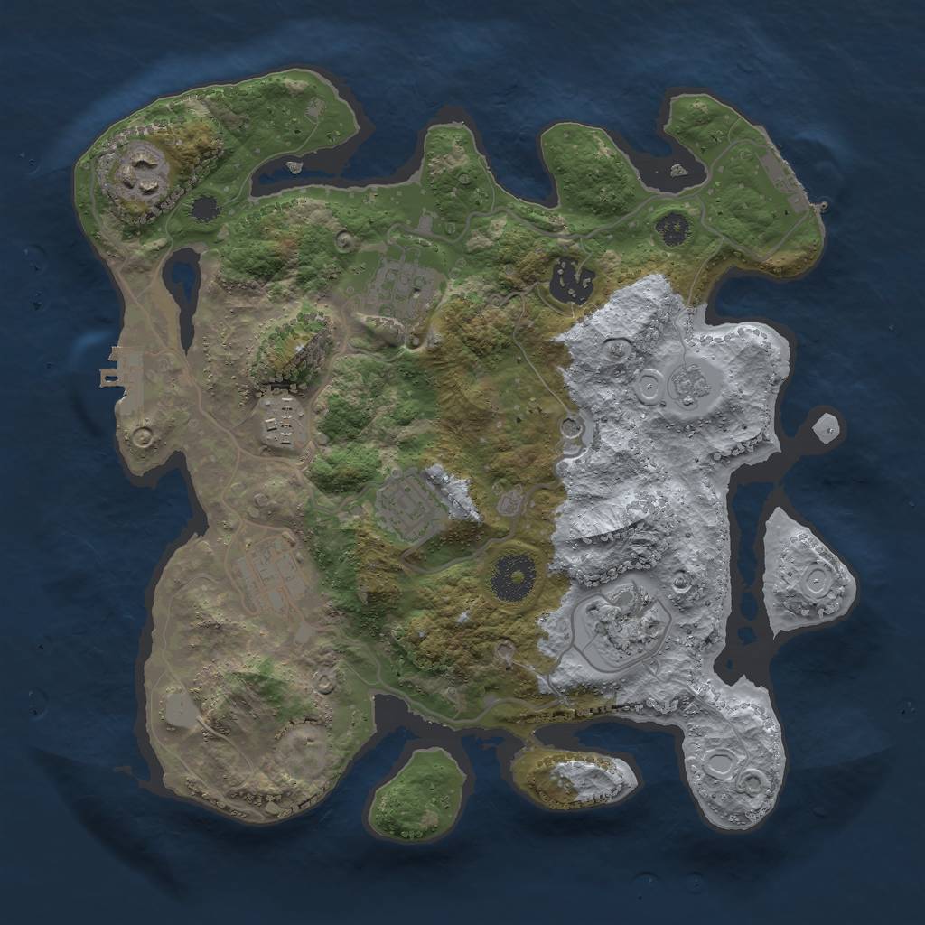 Rust Map: Procedural Map, Size: 3000, Seed: 1569585856, 14 Monuments