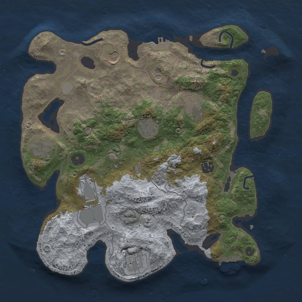 Rust Map: Procedural Map, Size: 3500, Seed: 1243056857, 18 Monuments