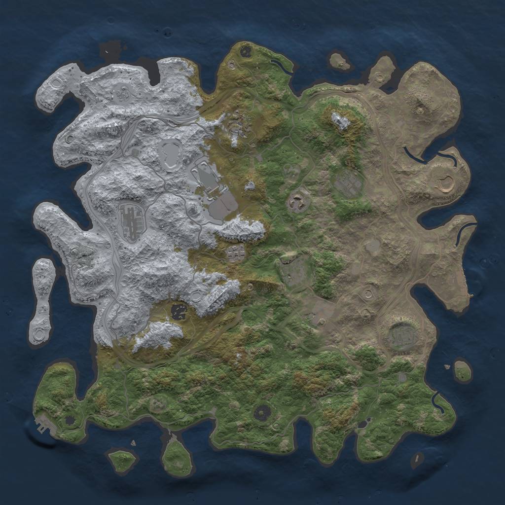 Rust Map: Procedural Map, Size: 4500, Seed: 877281959, 18 Monuments