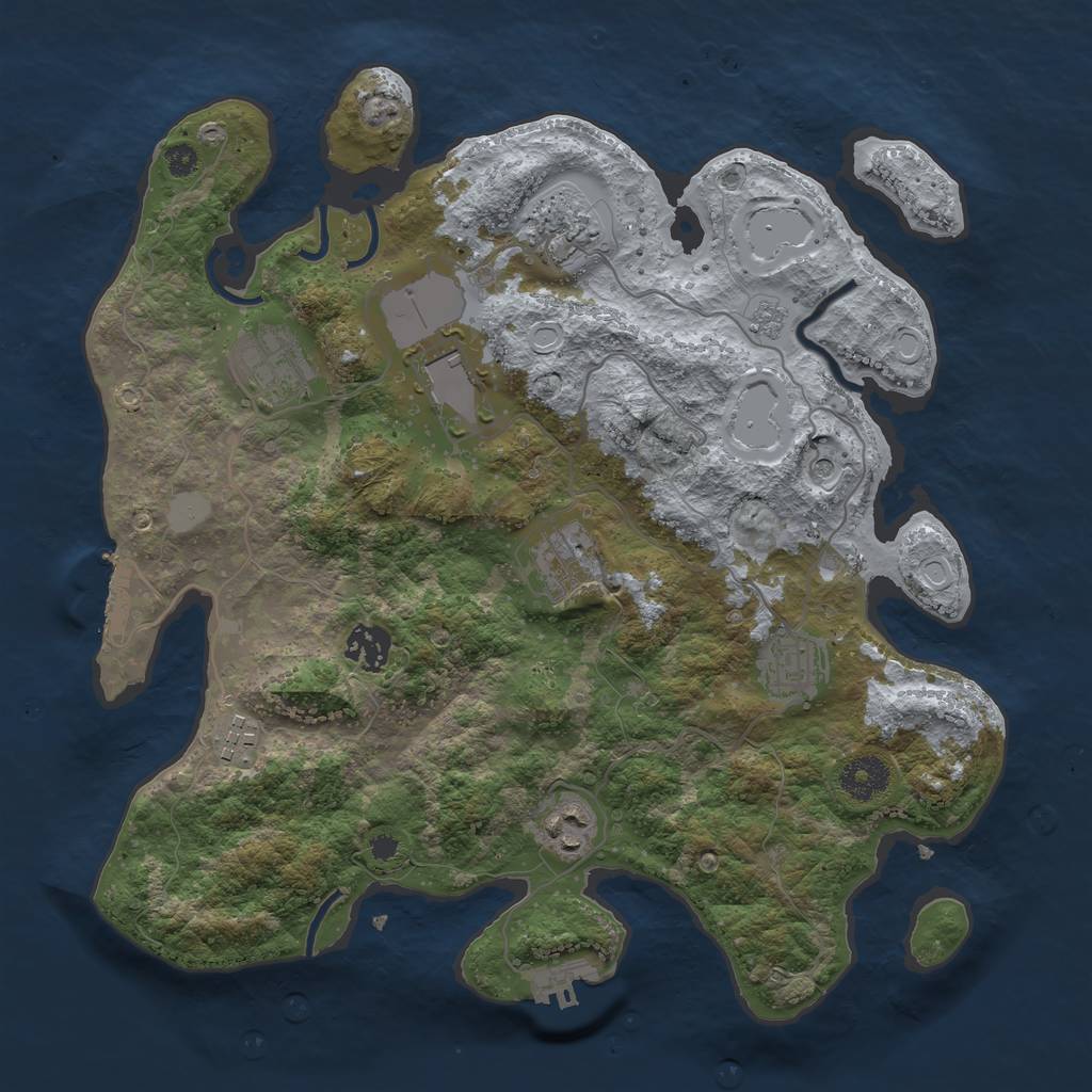 Rust Map: Procedural Map, Size: 3500, Seed: 8622, 17 Monuments
