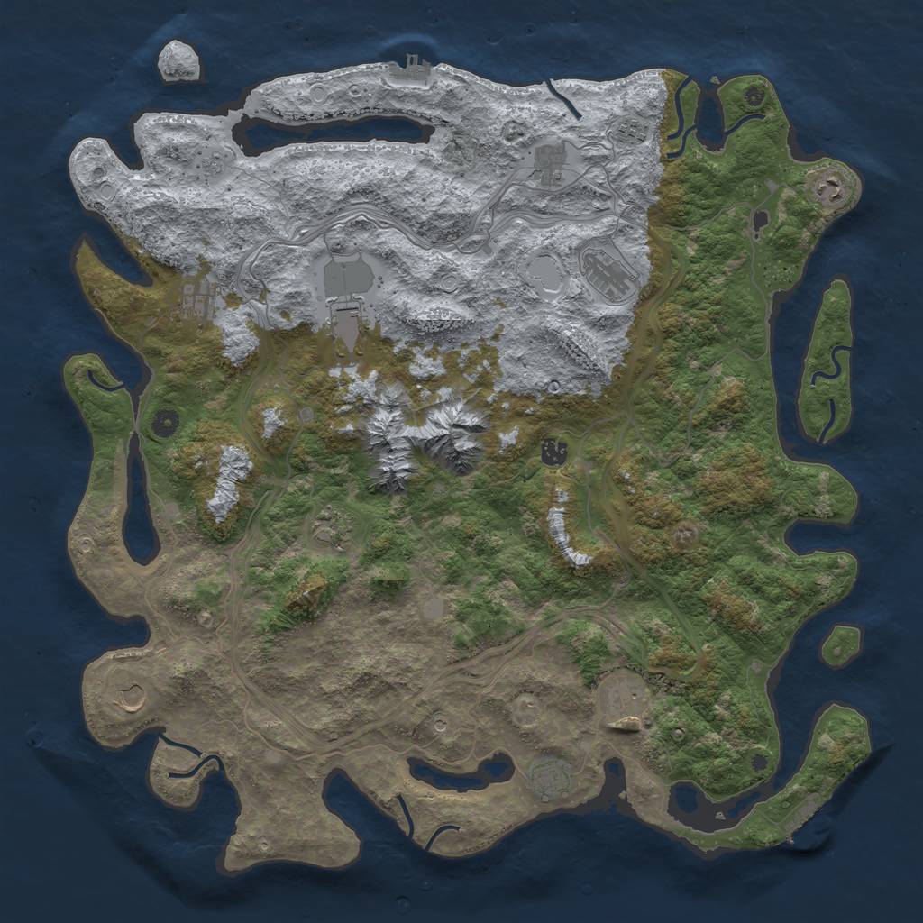 Rust Map: Procedural Map, Size: 5000, Seed: 2040422, 18 Monuments