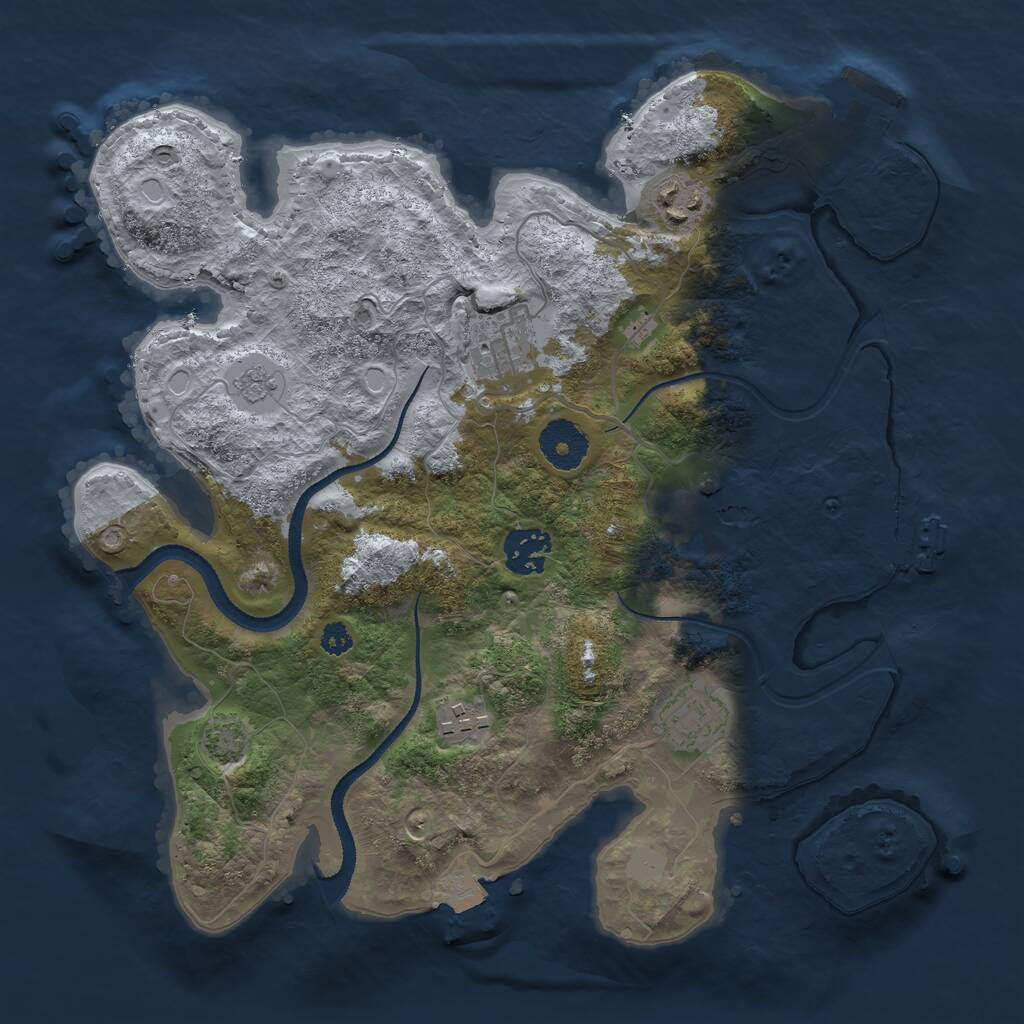 Rust Map: Procedural Map, Size: 3200, Seed: 413037977, 11 Monuments