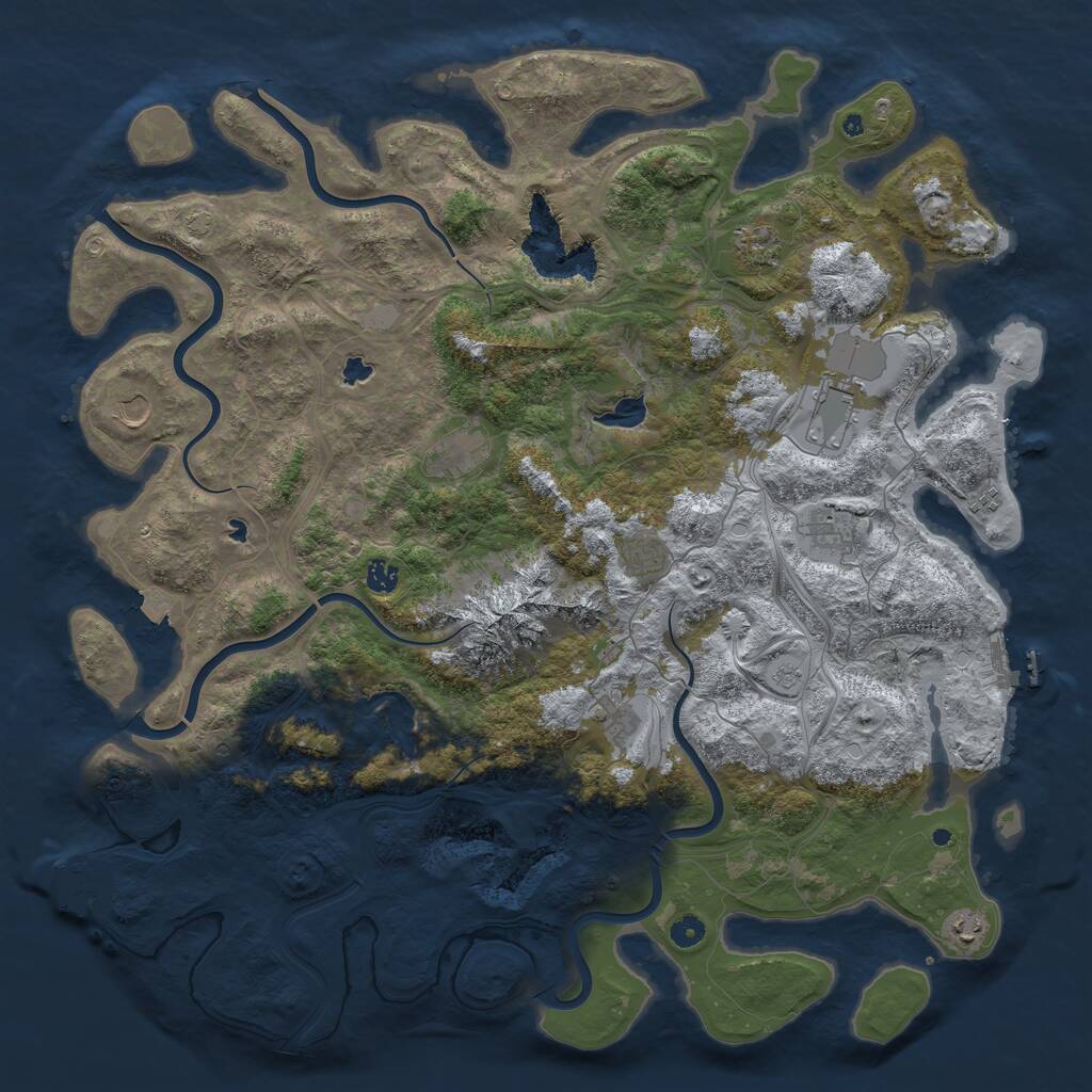 Rust Map: Procedural Map, Size: 5000, Seed: 100767257, 16 Monuments