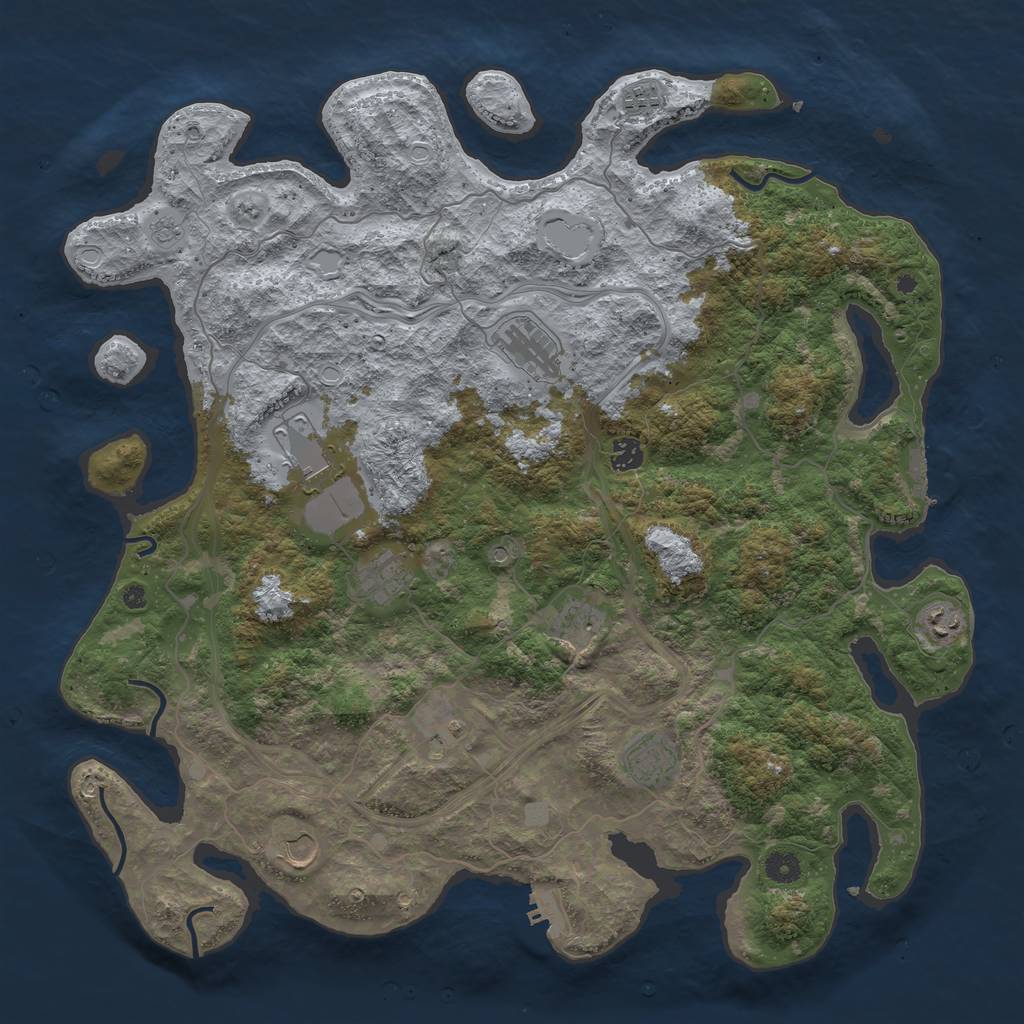 Rust Map: Procedural Map, Size: 4500, Seed: 7623169, 19 Monuments