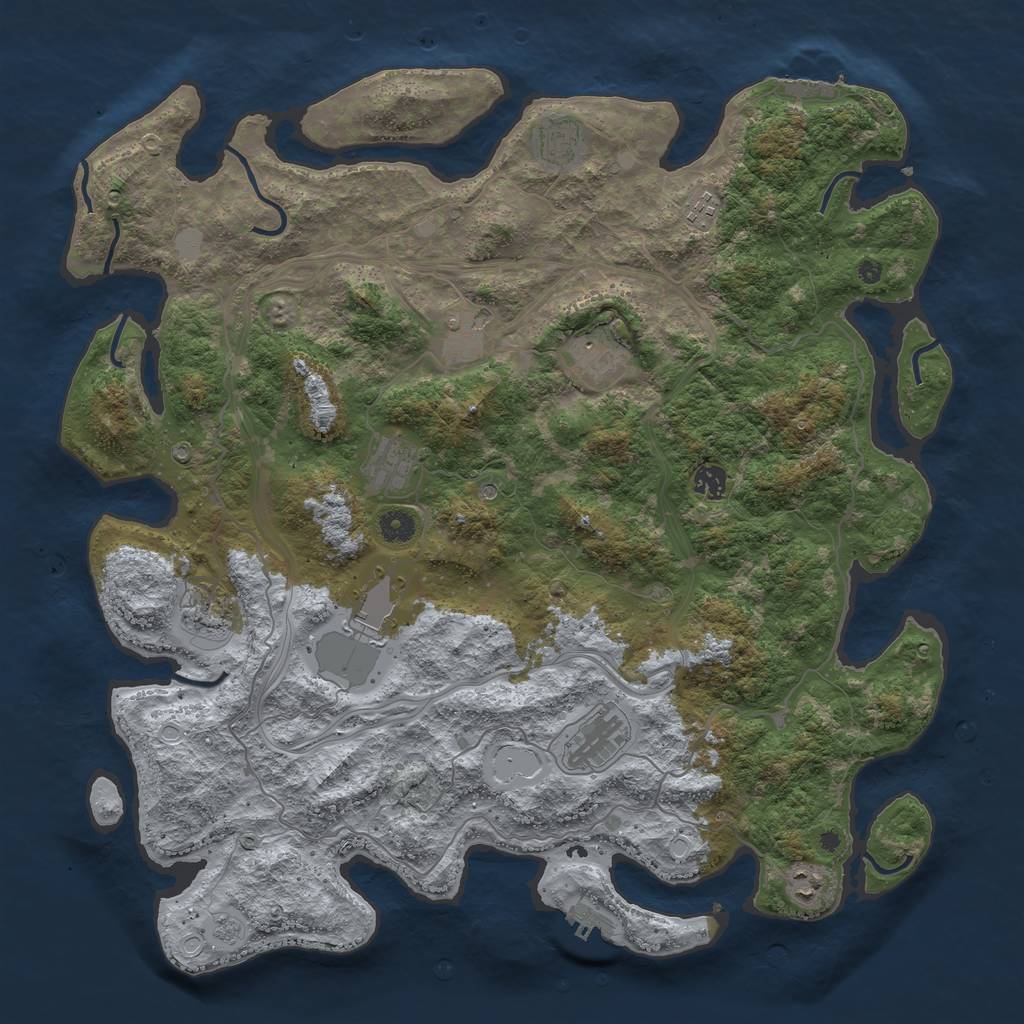 Rust Map: Procedural Map, Size: 4500, Seed: 13880, 19 Monuments