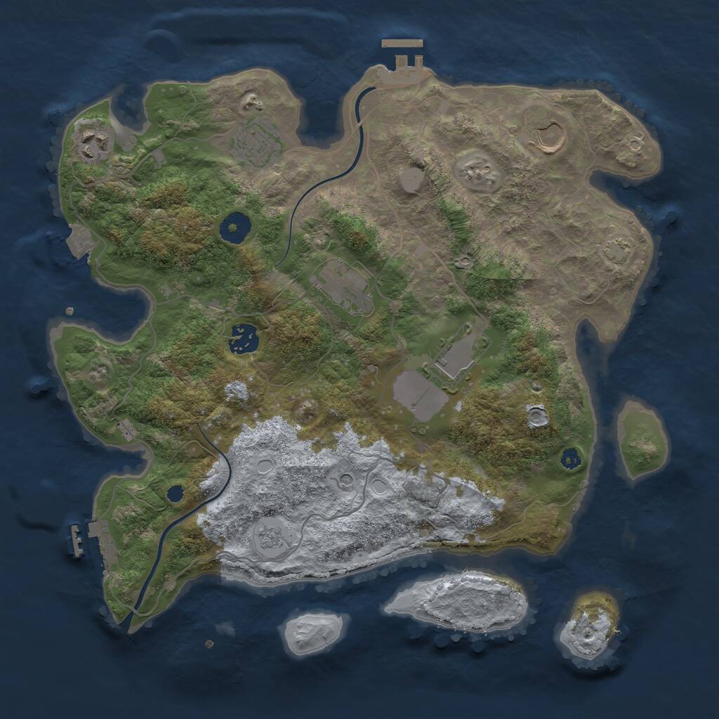 Rust Map: Procedural Map, Size: 3500, Seed: 1244504598, 12 Monuments