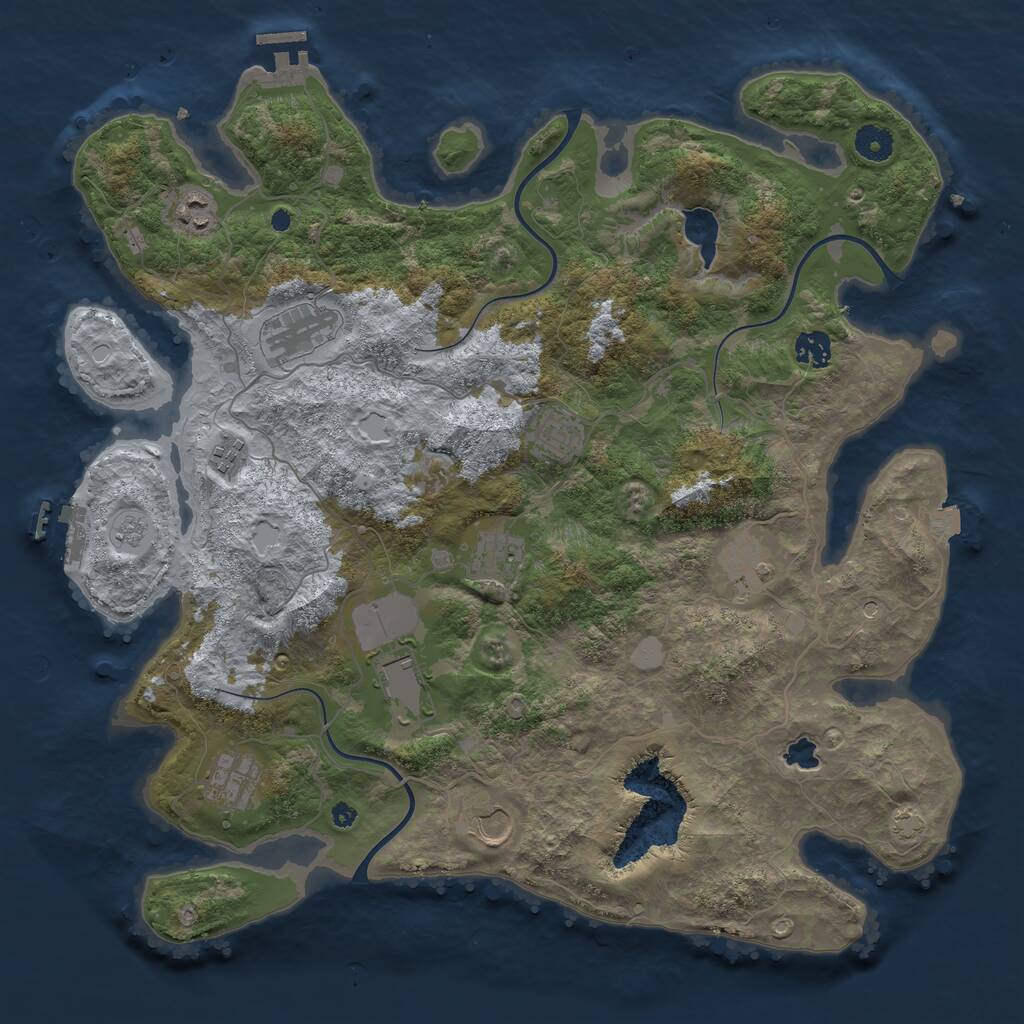 Rust Map: Procedural Map, Size: 4096, Seed: 1196778530, 16 Monuments