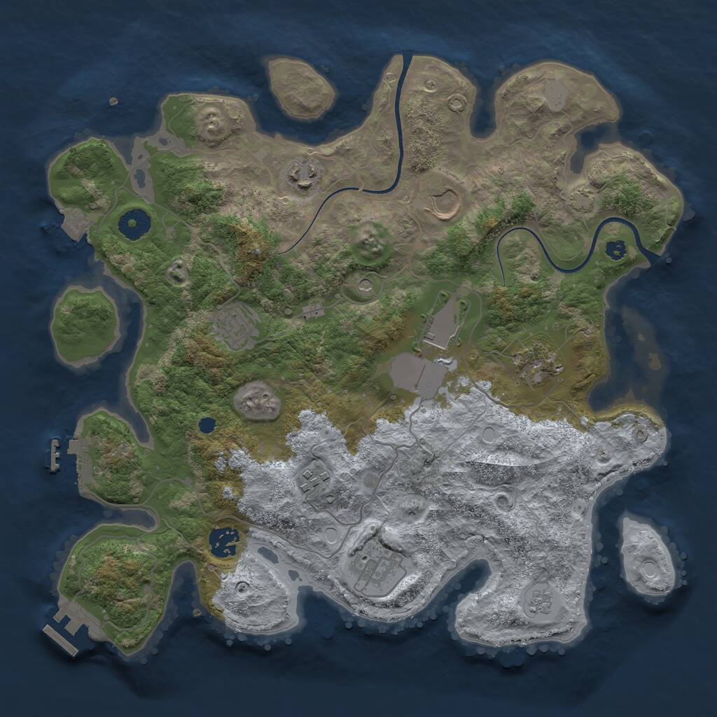 Rust Map: Procedural Map, Size: 3500, Seed: 548745, 14 Monuments