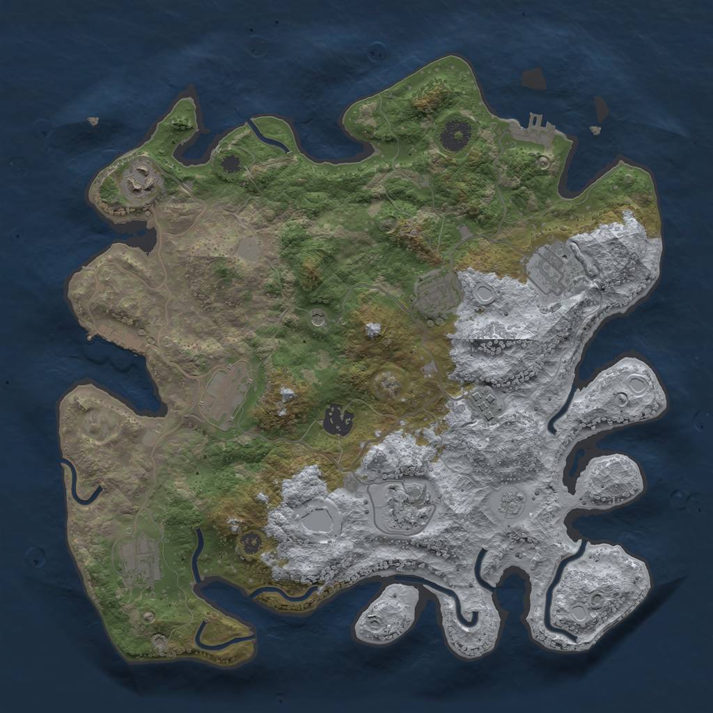Rust Map: Procedural Map, Size: 3450, Seed: 77651872, 15 Monuments