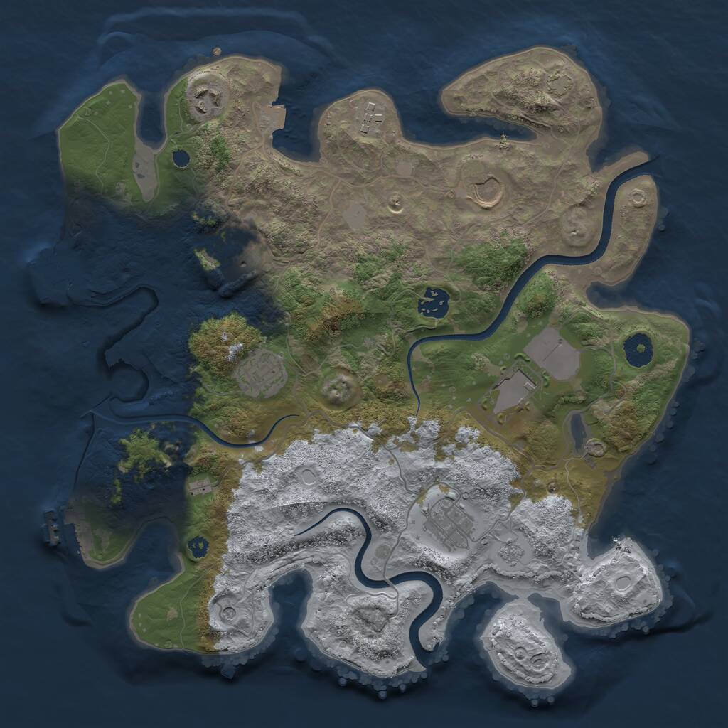 Rust Map: Procedural Map, Size: 3500, Seed: 461563921, 14 Monuments