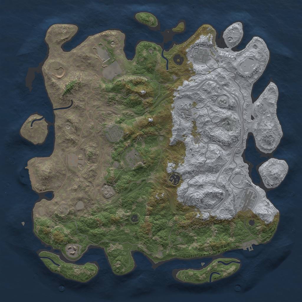 Rust Map: Procedural Map, Size: 4250, Seed: 1949800229, 18 Monuments