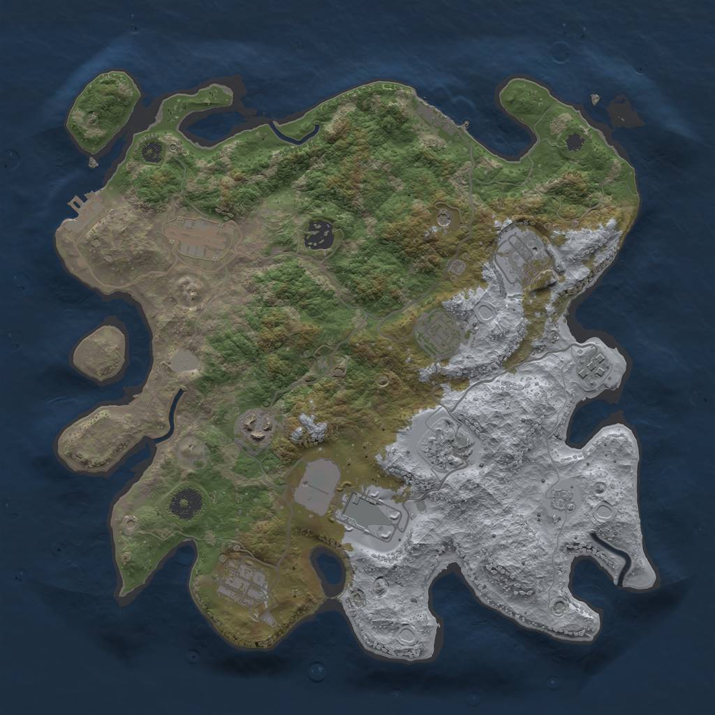 Rust Map: Procedural Map, Size: 3500, Seed: 261172, 16 Monuments