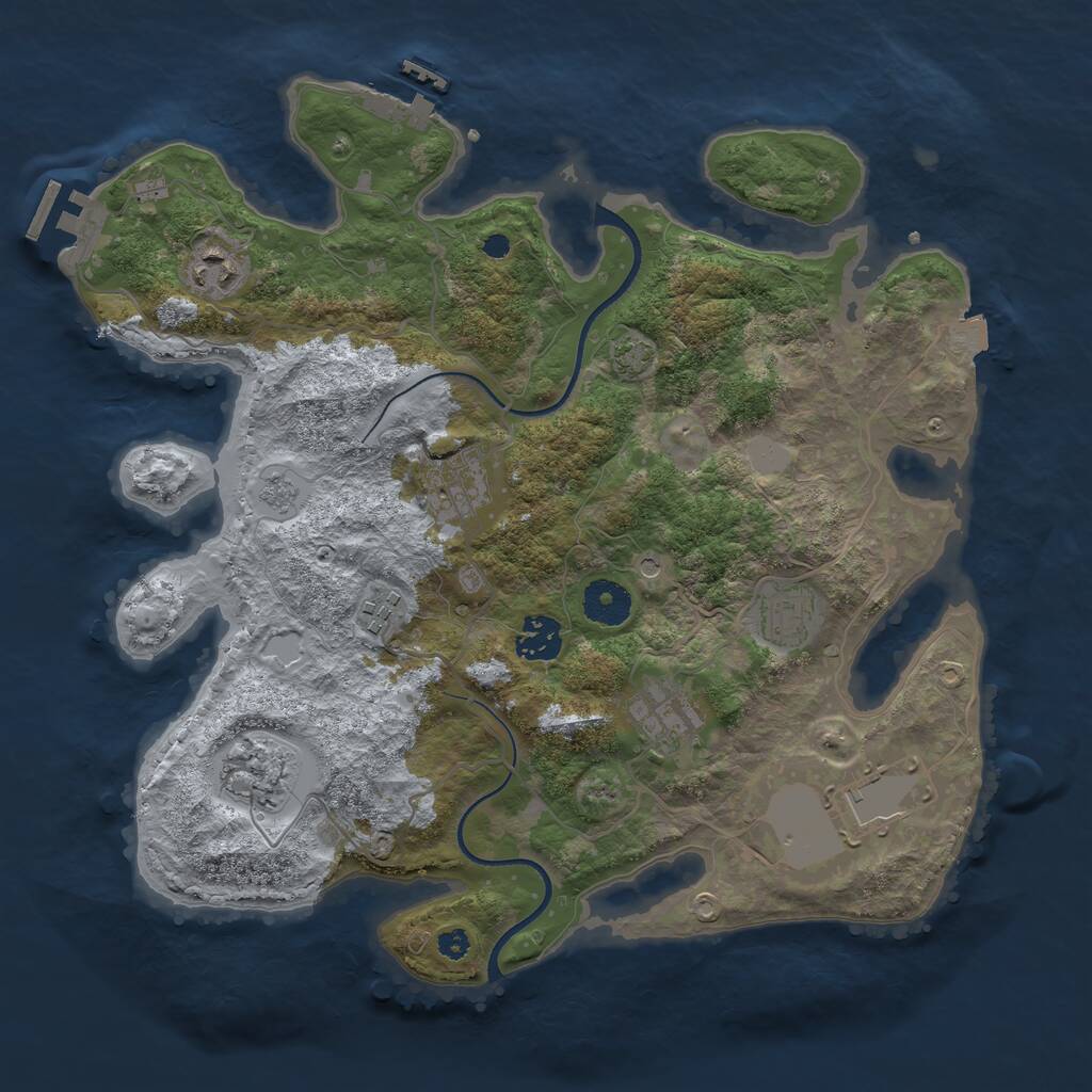 Rust Map: Procedural Map, Size: 3500, Seed: 32160, 14 Monuments