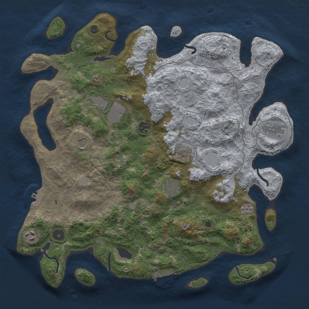 Rust Map: Procedural Map, Size: 4050, Seed: 147448315, 17 Monuments
