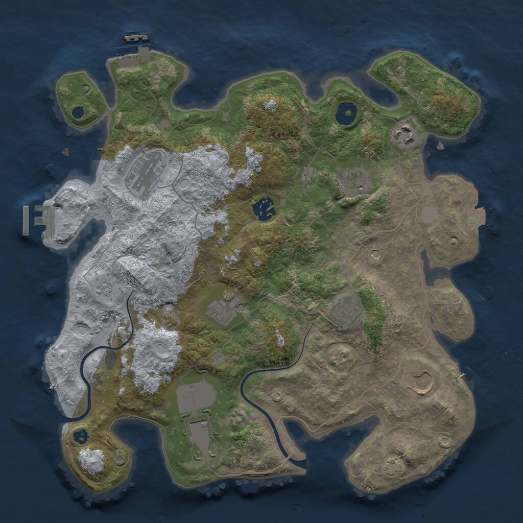 Rust Map: Procedural Map, Size: 3500, Seed: 1882254261, 14 Monuments