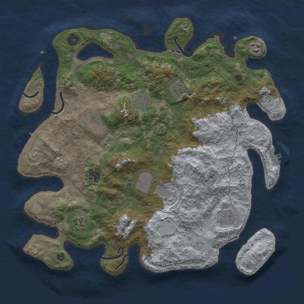 Rust Map: Procedural Map, Size: 4000, Seed: 1349127544, 18 Monuments