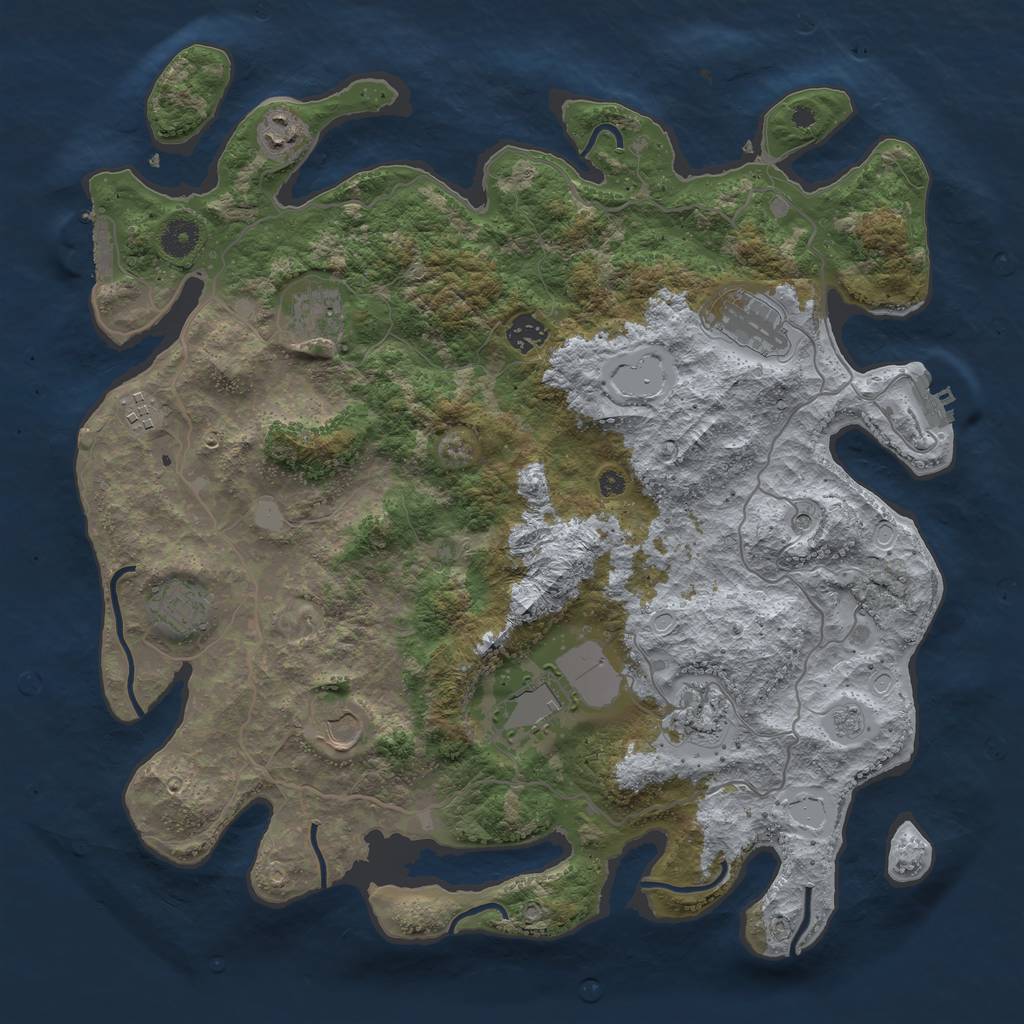 Rust Map: Procedural Map, Size: 4050, Seed: 281234480, 18 Monuments
