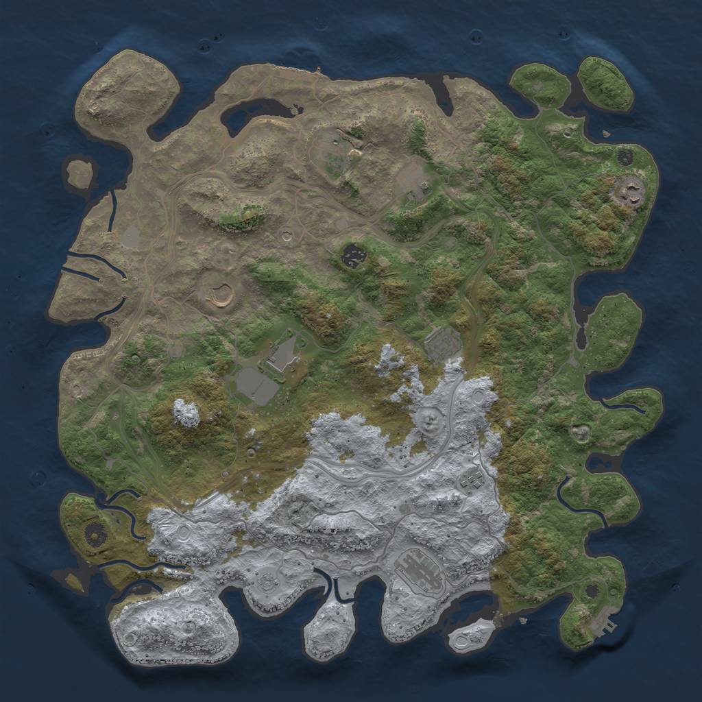 Rust Map: Procedural Map, Size: 4500, Seed: 321384392, 16 Monuments