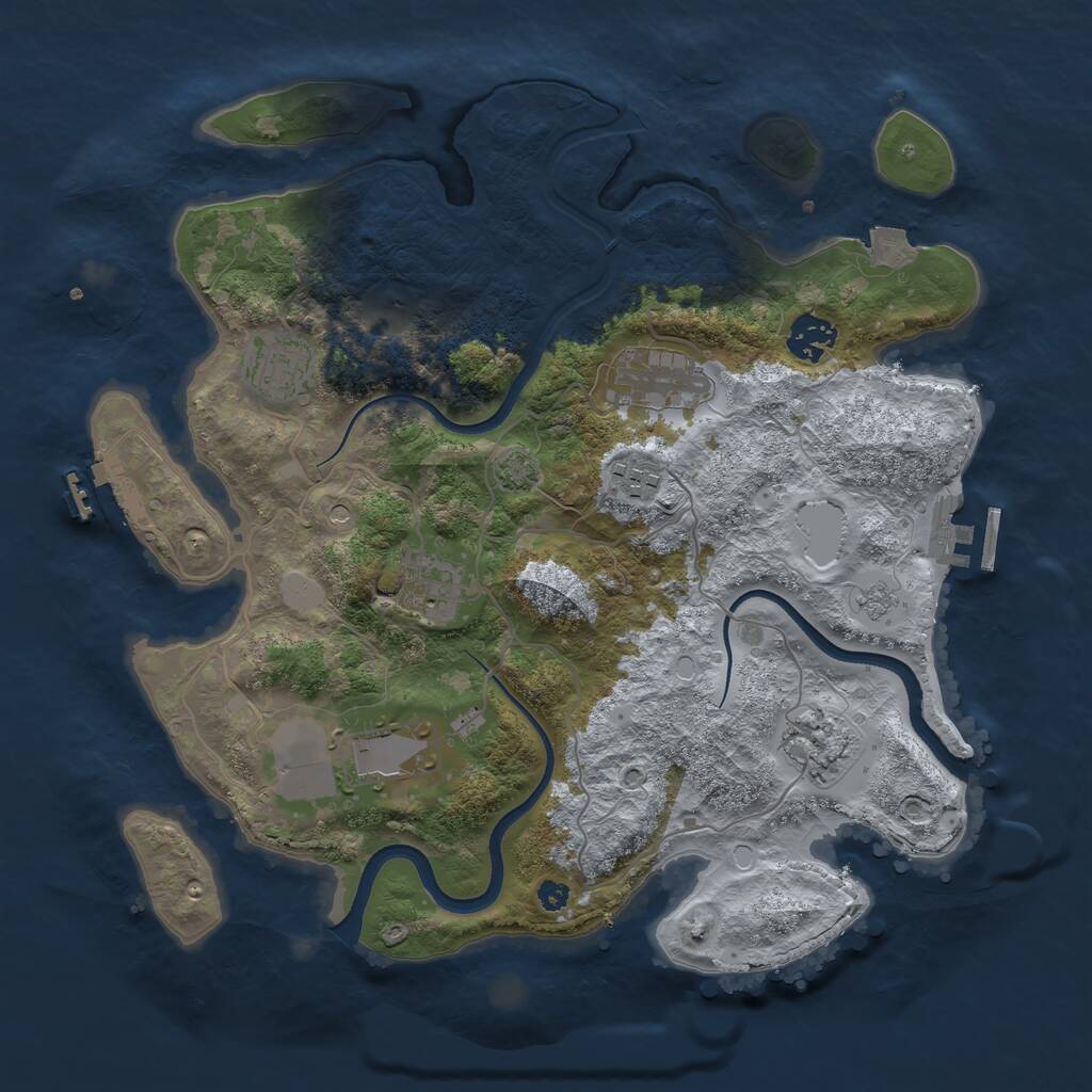 Rust Map: Procedural Map, Size: 3500, Seed: 62187502, 13 Monuments