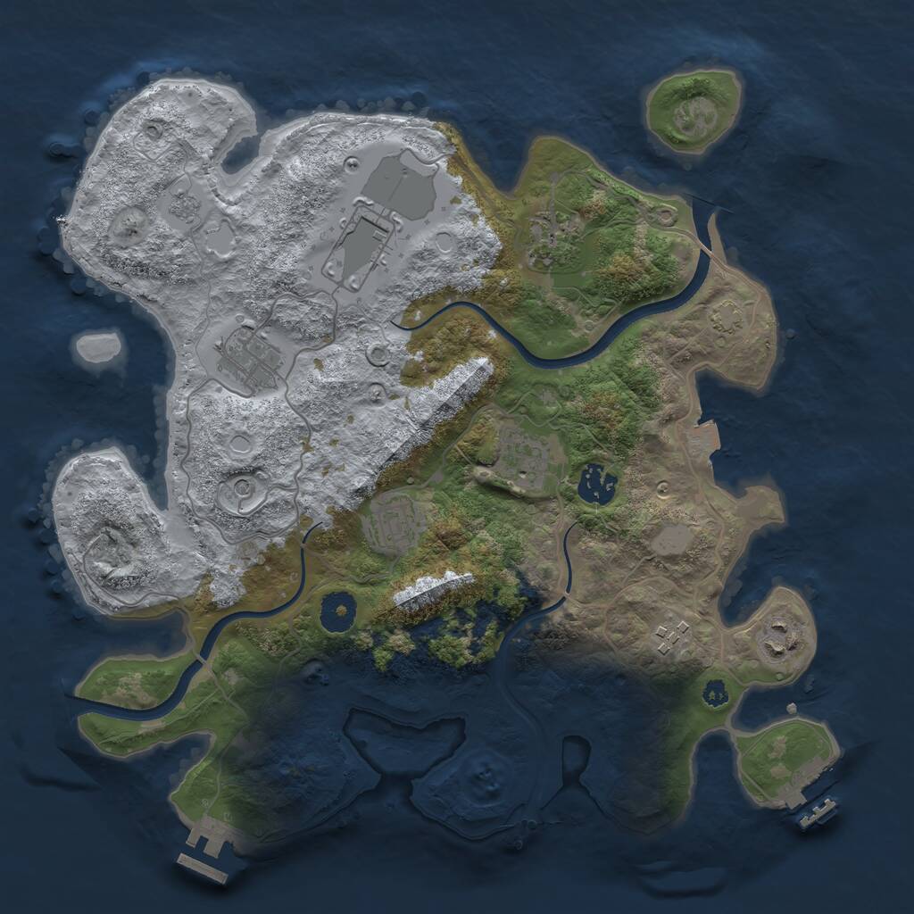Rust Map: Procedural Map, Size: 3500, Seed: 93216847, 14 Monuments