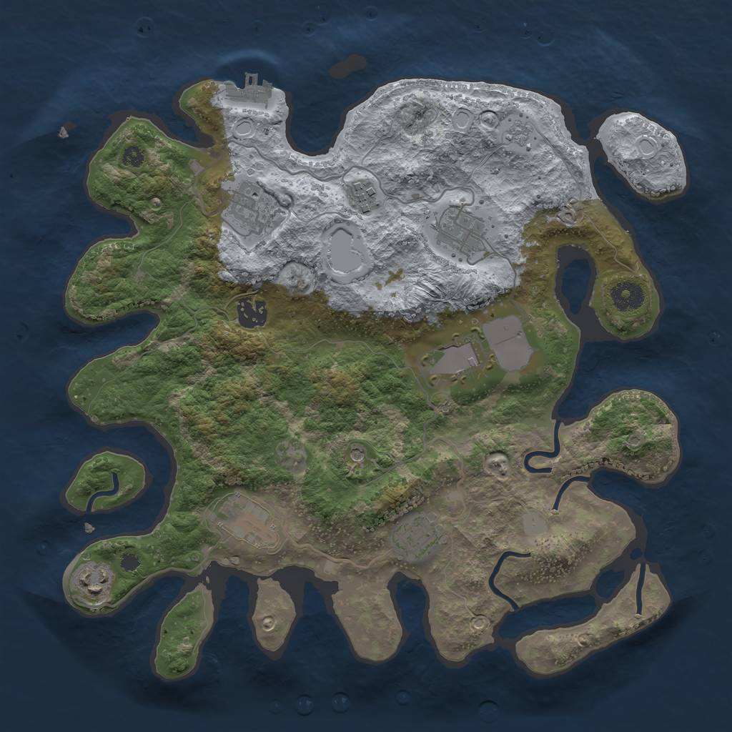 Rust Map: Procedural Map, Size: 3500, Seed: 16845, 16 Monuments
