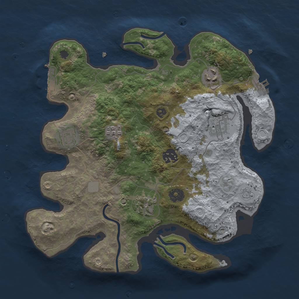 Rust Map: Procedural Map, Size: 3000, Seed: 1579115043, 14 Monuments