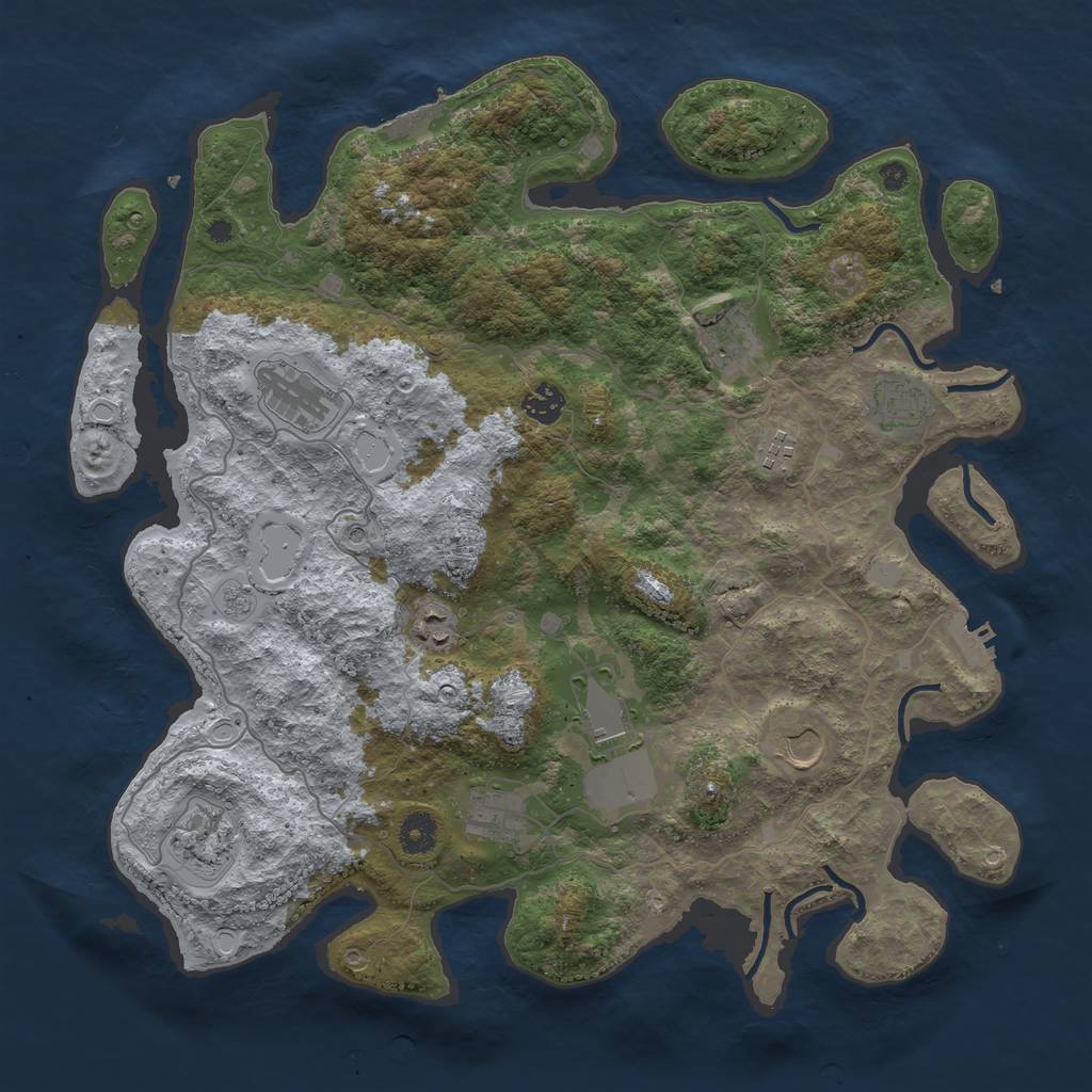Rust Map: Procedural Map, Size: 4050, Seed: 954405210, 19 Monuments